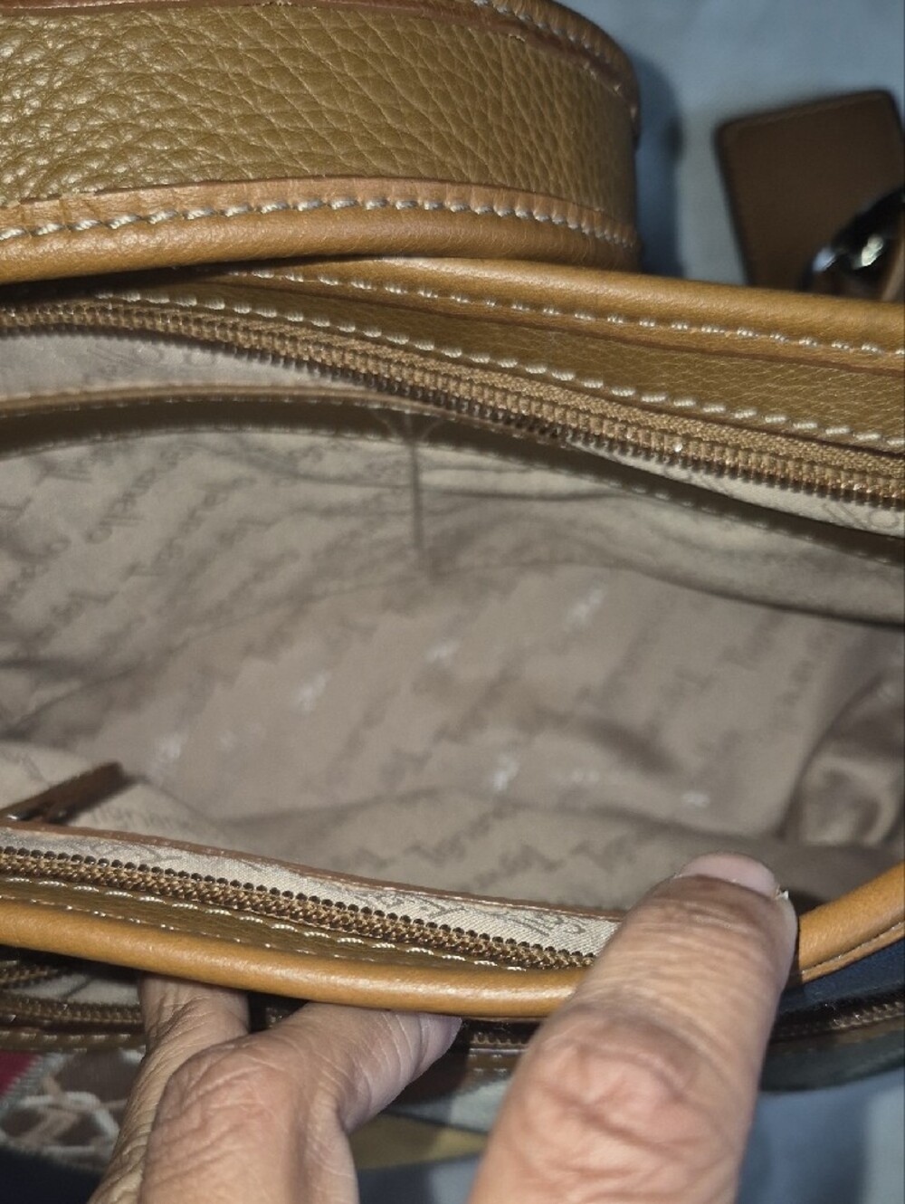 Tignanello Patchwork Multicolor Leather Shoulder Bag - Tan Strap - Picture 8 of 10